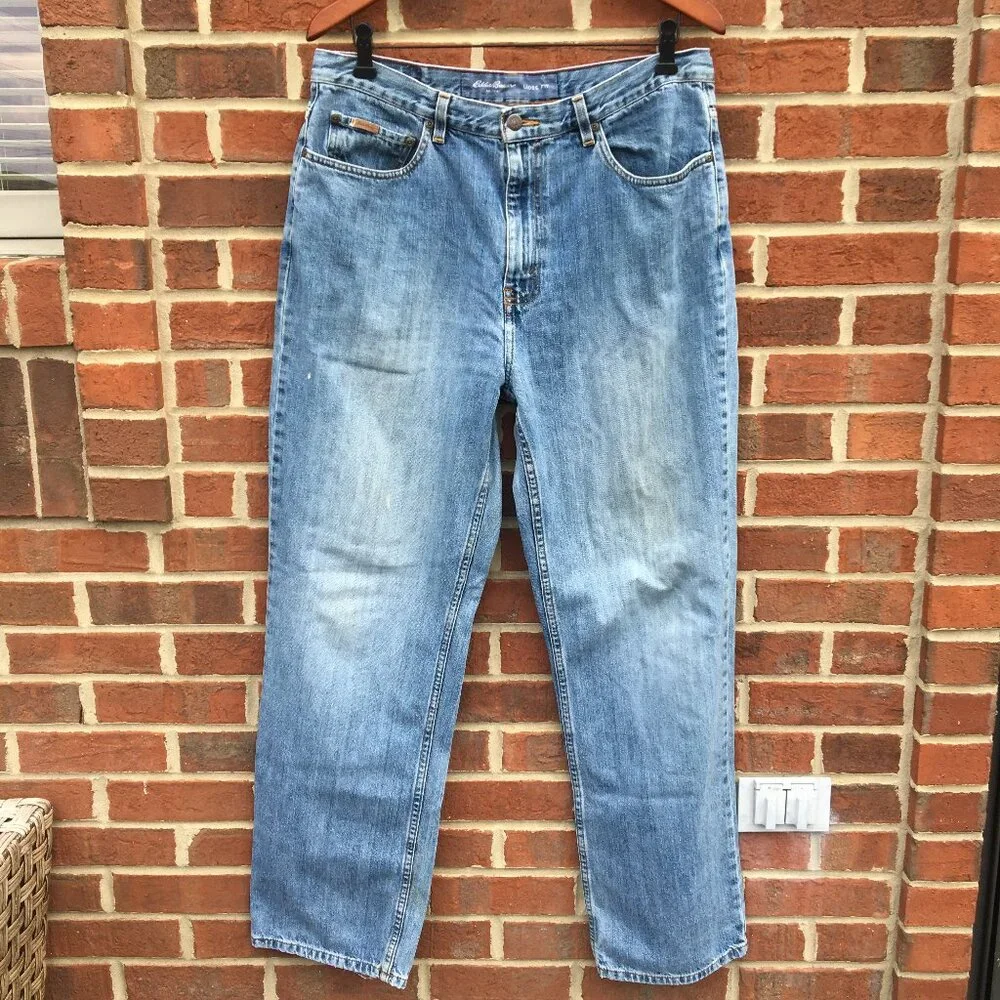 Eddie Bauer Jeans Mens Size 32 Loose Fit Distressed VTG Y2K